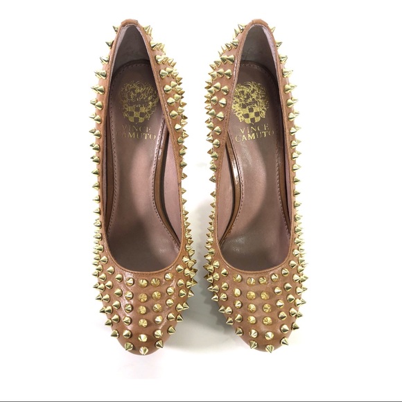 Vince Camuto Tan Spiked High Heel Platform Pumps from Neiman Marcus - Picture 4 of 12